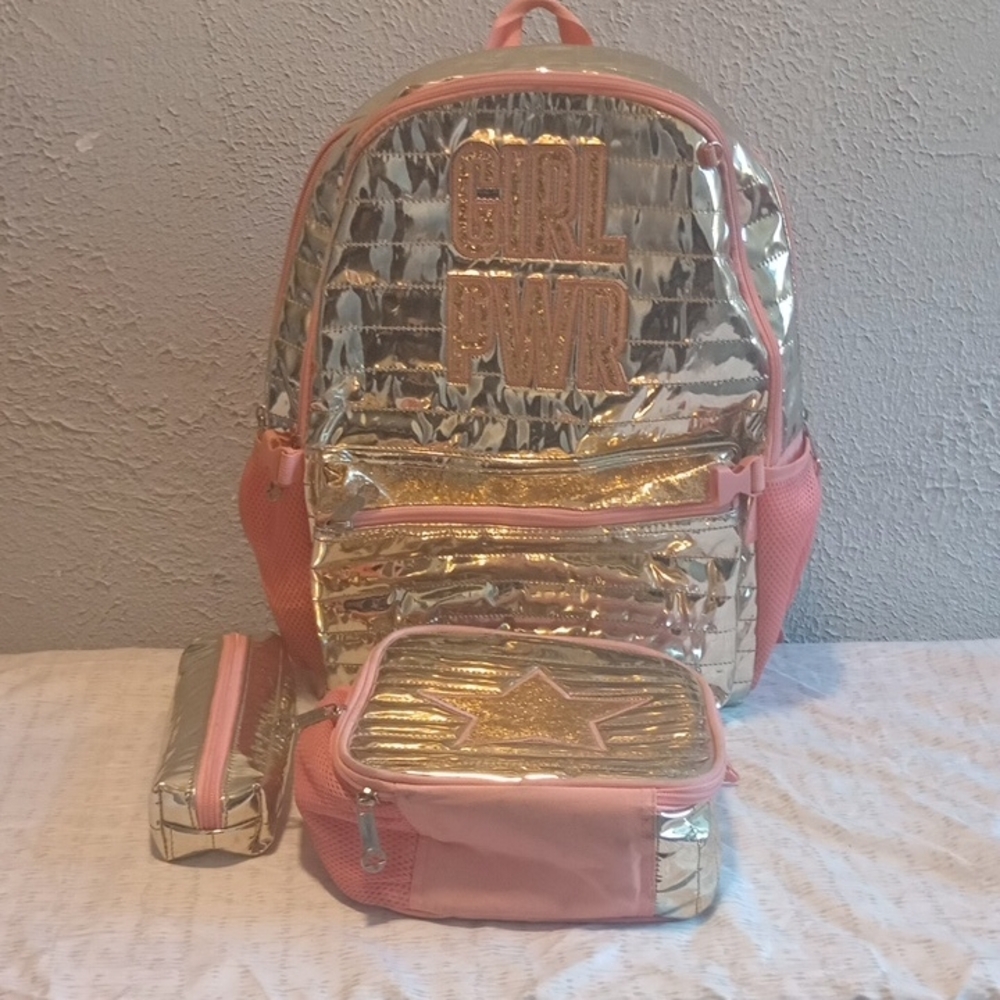 Zara Gold and Pink Backpack Set